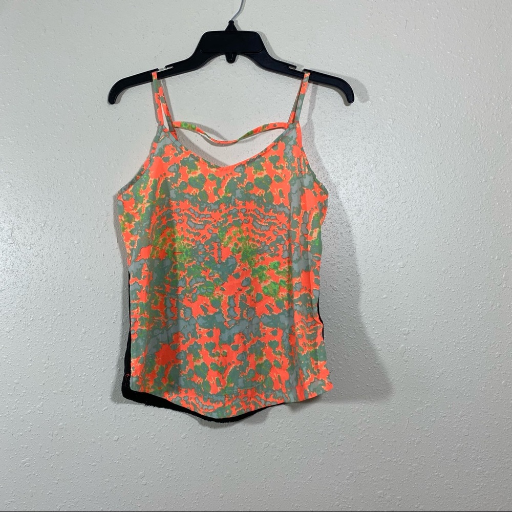 Hurley Tops Woman’s Mesh Tank Top XS Tank Top Orange Black Mesh Bodycon